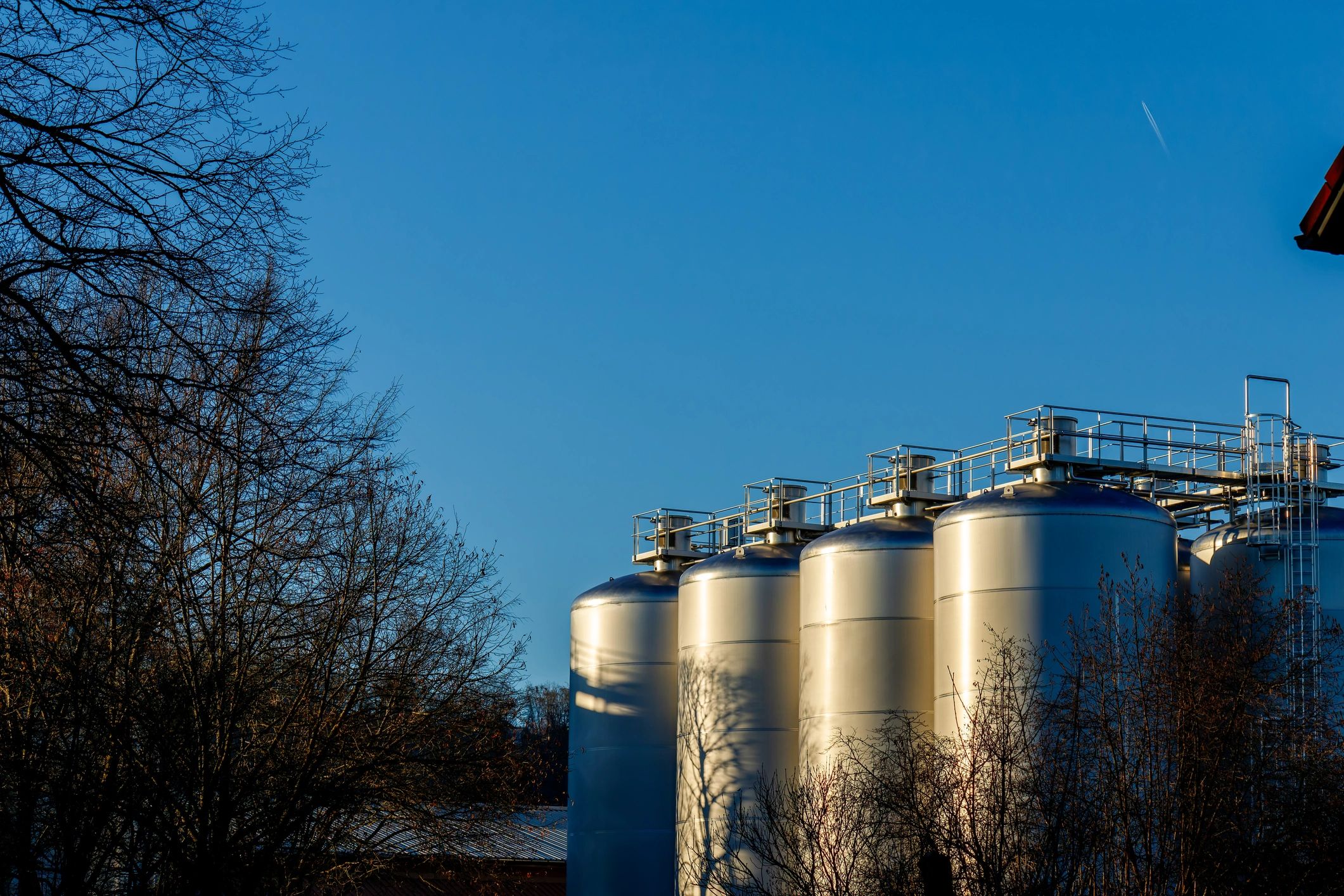 Industrial energy infrastructure under a clear sky